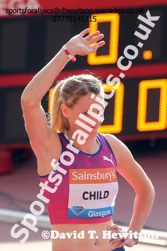 Eilidh Child, 400 metres hurdles at the Glasgow Diamond League. Photo: David T. Hewitson/Sports for All Pics